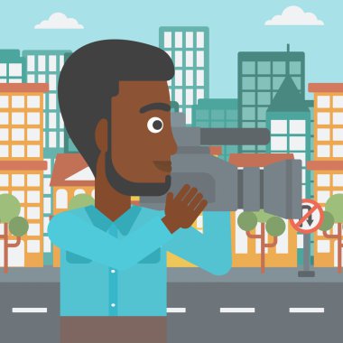 kameraman ile video kamera.