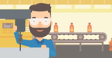 Sıkıcı ile çalışan erkeğin değirmen.