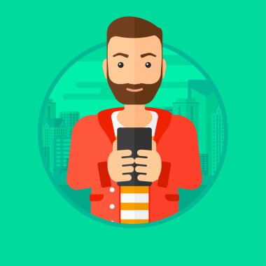 Akıllı telefon kullanan adam.