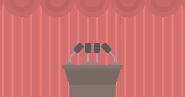 Background of tribune speech with microphones. — ストックベクタ