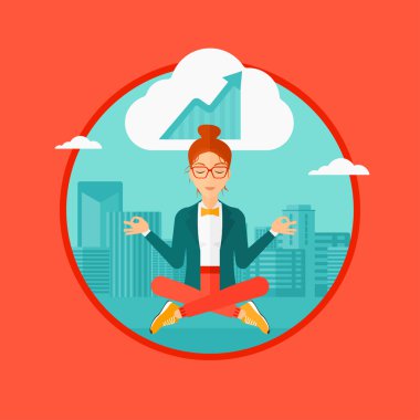Yoga yaparken huzurlu iş kadını.