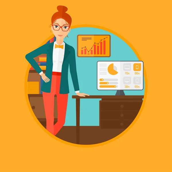 Mujer haciendo presentación de negocios . — Vector de stock