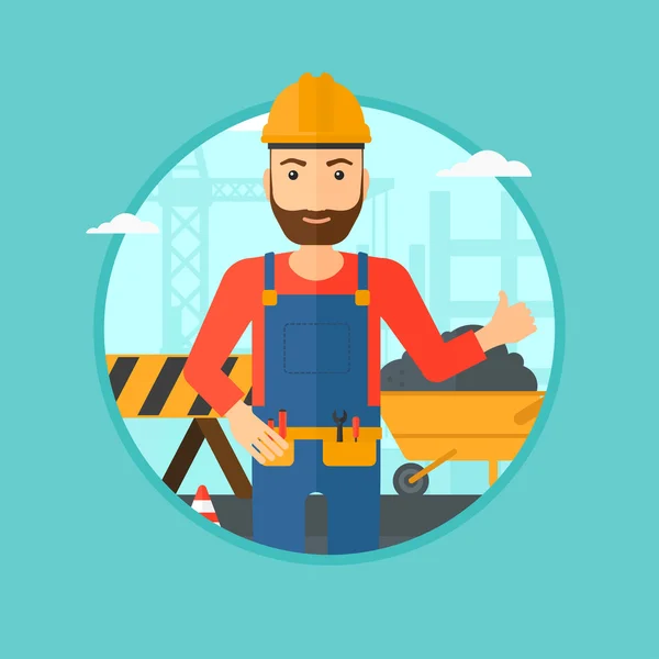 Builder giving thumb up. — Stock Vector