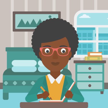 Yazı defteri ile muhabir.