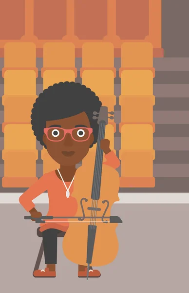 Vrouw spelen cello. — Stockvector
