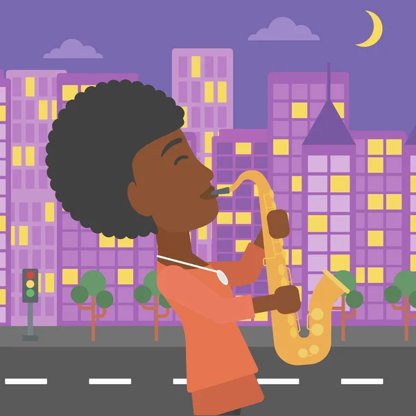 Woman playing saxophone. — Stock Vector