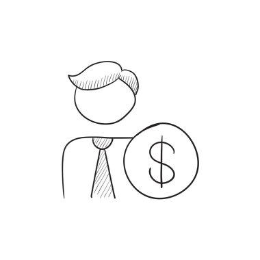 Dolar işareti kroki simgesi olan adam.