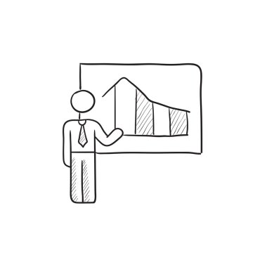 Infographic kroki simgesi olan işadamı.