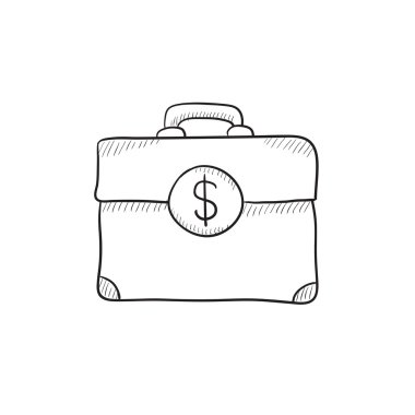 Doları sembol kroki simgesini bavulla.