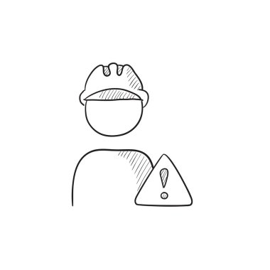 İşçi ile uyarı işareti kroki simgesi.