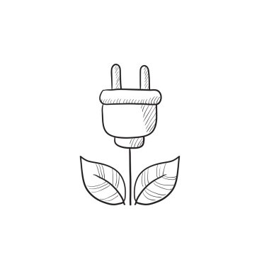 Eko yeşil enerji kroki simgesi.