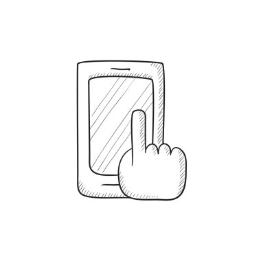 Akıllı telefon kroki simgesini işaret parmak.