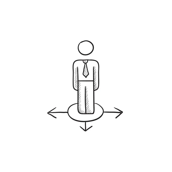 Empresário de três maneiras ícone esboço . —  Vetores de Stock