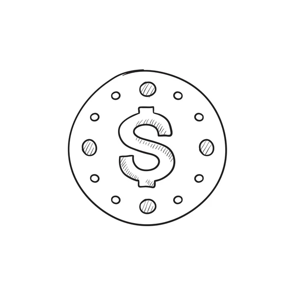 Wandklok met dollarteken sketch pictogram. — Stockvector