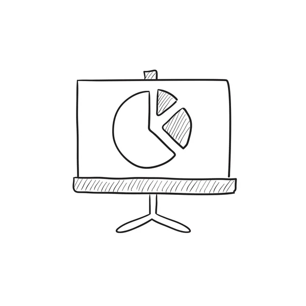 Κυλίνδρου οθόνη με το εικονίδιο σκίτσο γράφημα πίτας. — Διανυσματικό Αρχείο