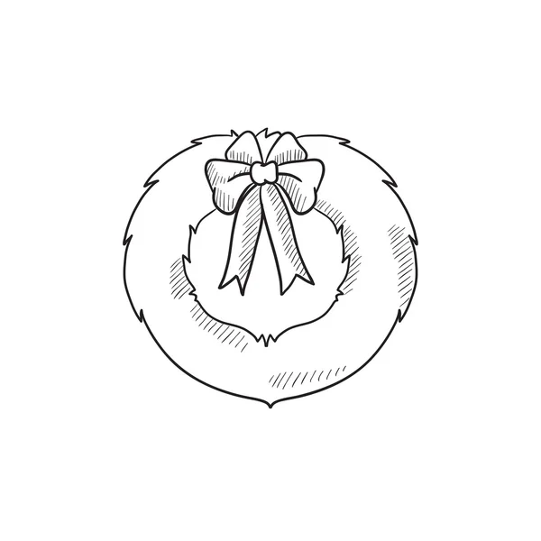 Christmas wreath sketch icon. — Stock Vector