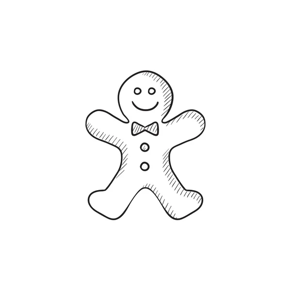 Gingerbread man skiss ikon. — Stock vektor