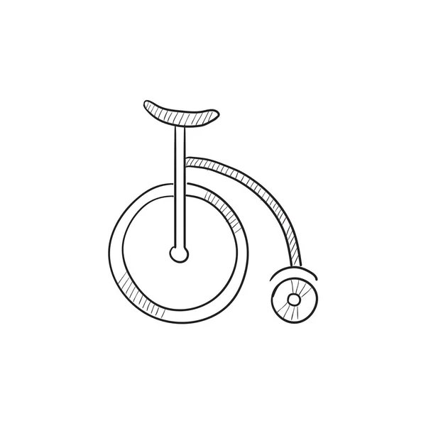 Zirkus altes Fahrrad-Sketch-Symbol. — Stockvektor