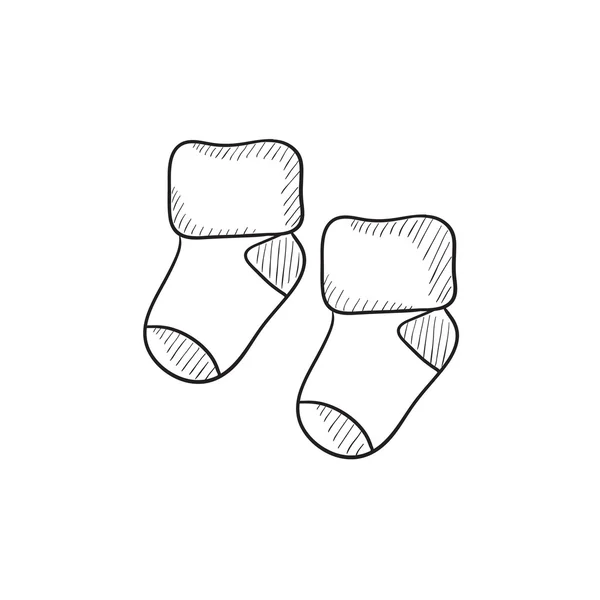 Dětské ponožky skica ikony. — Stockový vektor