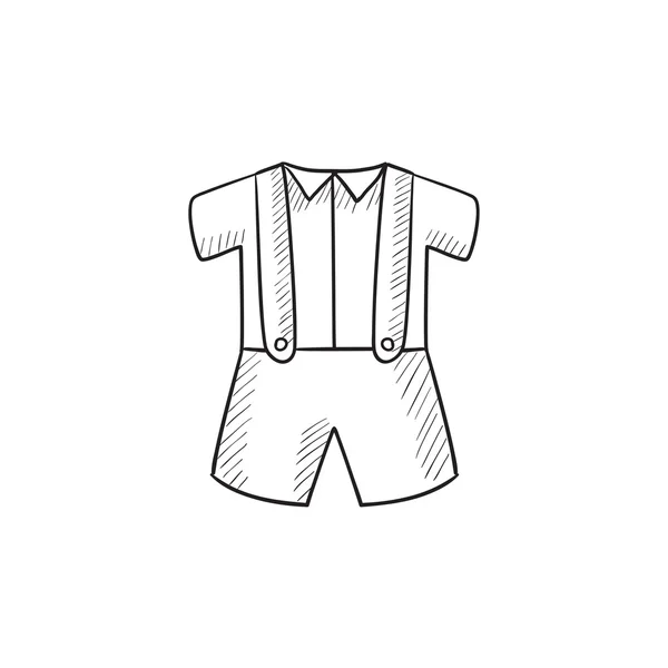 Babyshirt en broek met bretels schets pictogram. — Stockvector