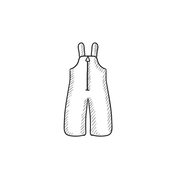 Baby winter overalls sketch icon. — Stock Vector