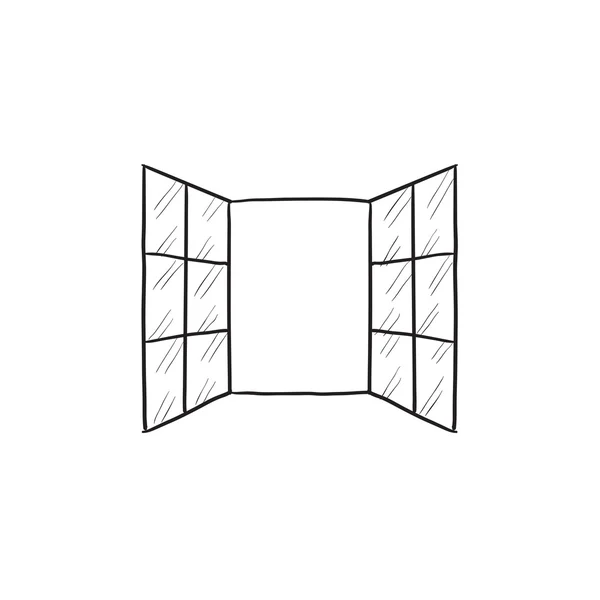 Icono de boceto de ventanas abiertas . — Vector de stock