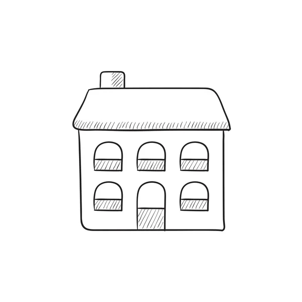 Two storey detached house sketch icon. — Stock Vector