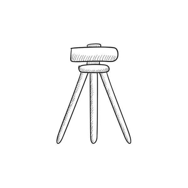 Theodolite on tripod sketch icon. — Stock Vector