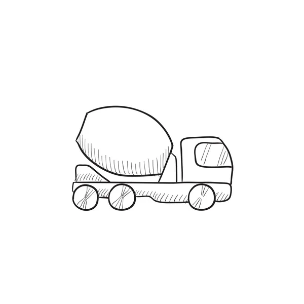 Betonmixer vrachtwagen schets pictogram. — Stockvector