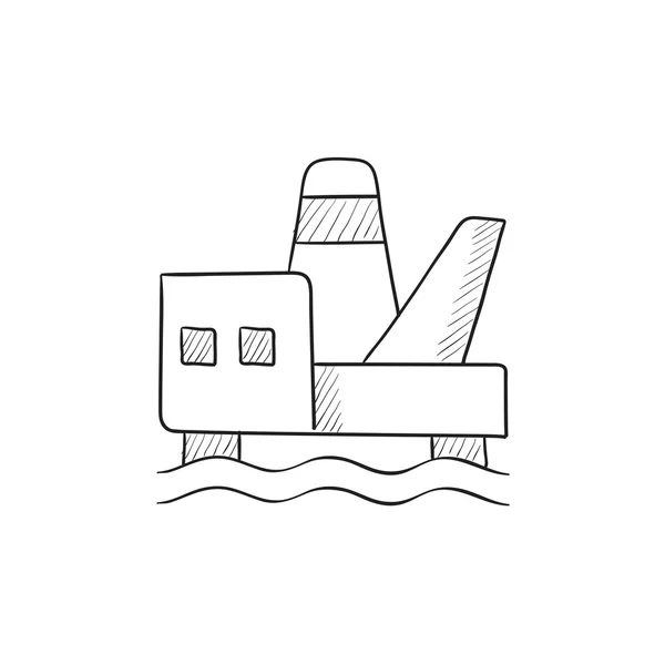 Offshore oil platform sketch icon. — Stock Vector