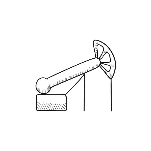 Pictogram van de schets van de kraan van jack olie pomp. — Stockvector