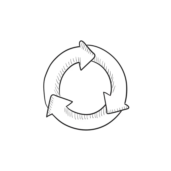 Flèches cercle croquis icône . — Image vectorielle