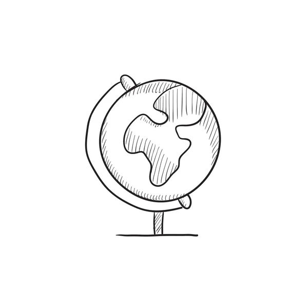 Globo del mundo en el icono de stand sketch . — Vector de stock