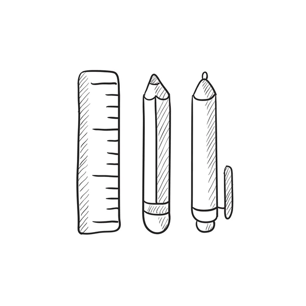 학교 용품 스케치 아이콘. — 스톡 벡터