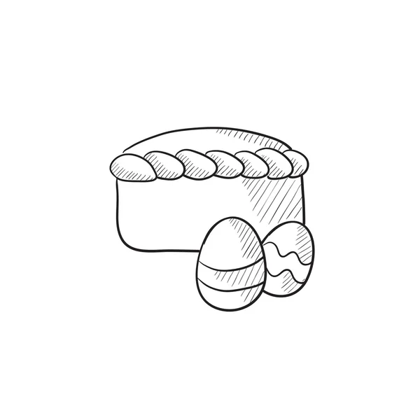 계란 스케치 아이콘 부활절 케이크. — 스톡 벡터
