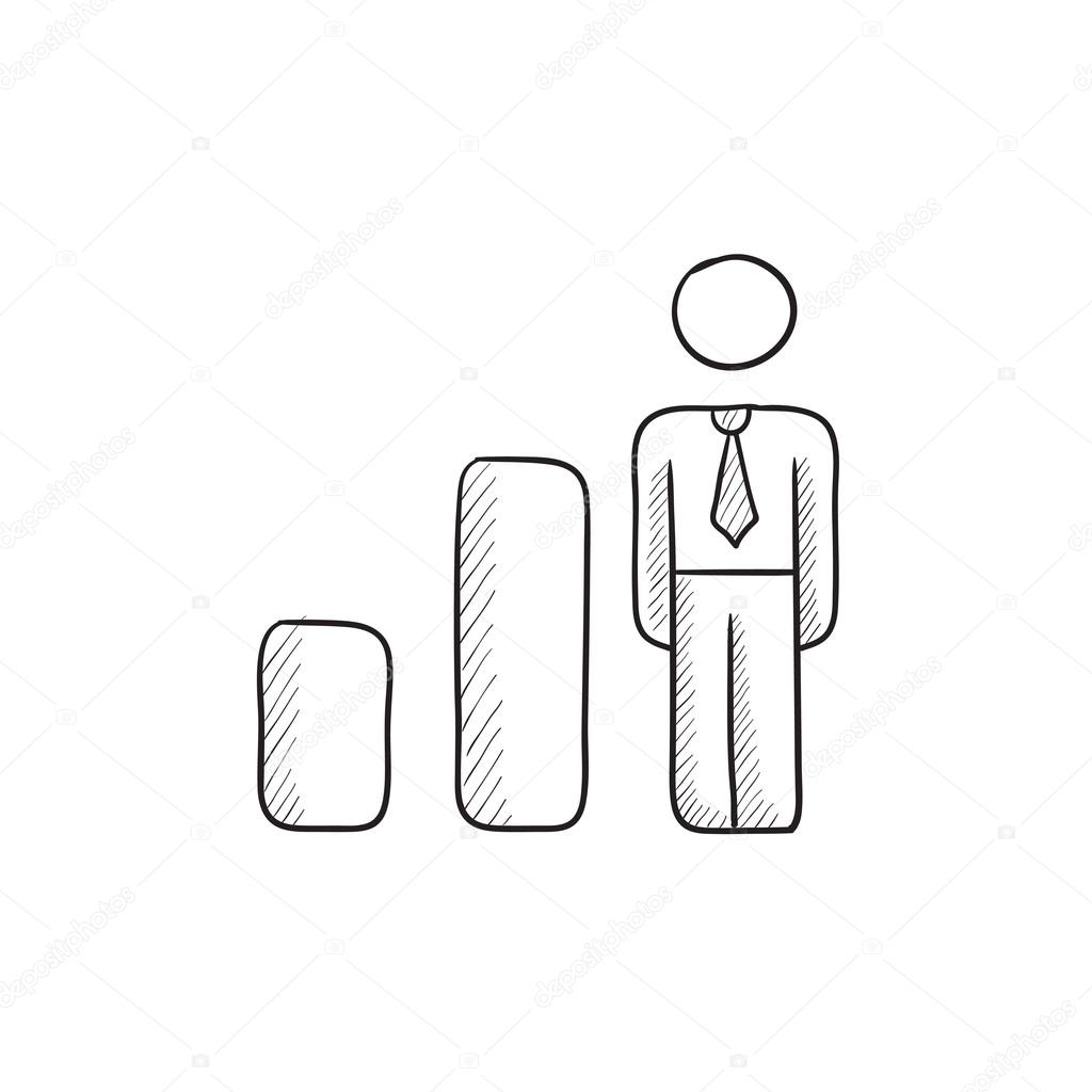 Businessman And Graph Sketch Icon Stock Vector