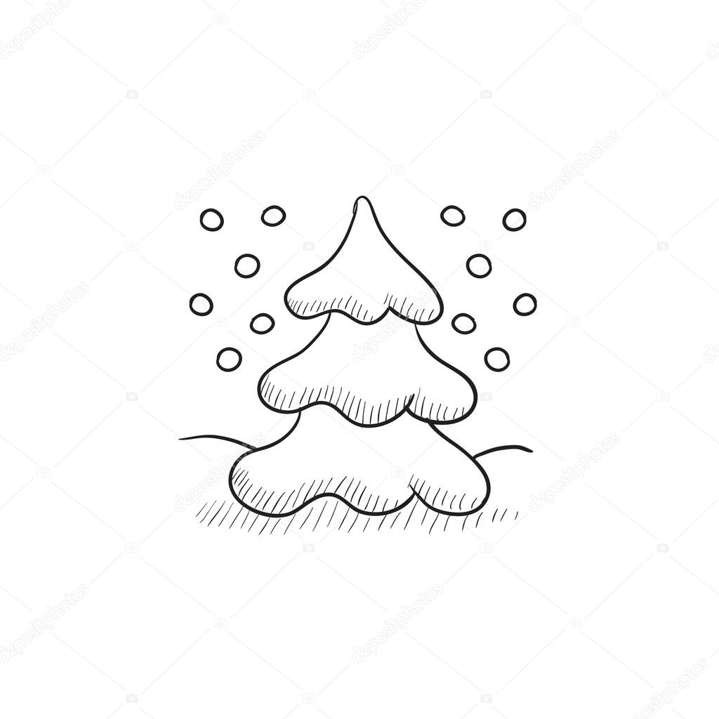 RÄ™cznie rysowane Christmas tree pokryte Å›niegiem ikona Choinka szkic ikona infografikÄ™ strony internetowej lub aplikacji — Wektor od rastudio
