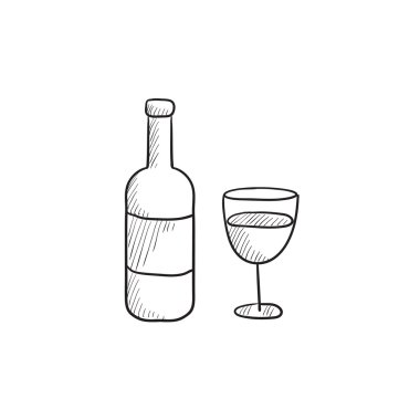 Şişe şarap kroki simgesi.