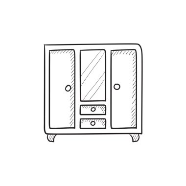 Ayna kroki simgesi ile dolap.