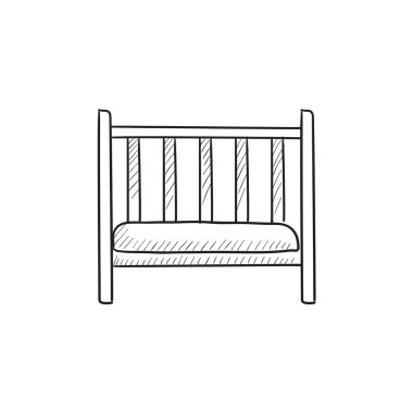 Bebek karyolası kroki simgesi.