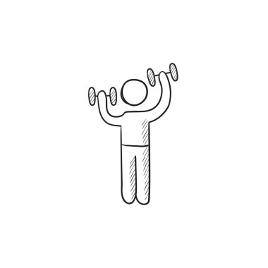 Egzersiz halter kroki simgesi ile adam.