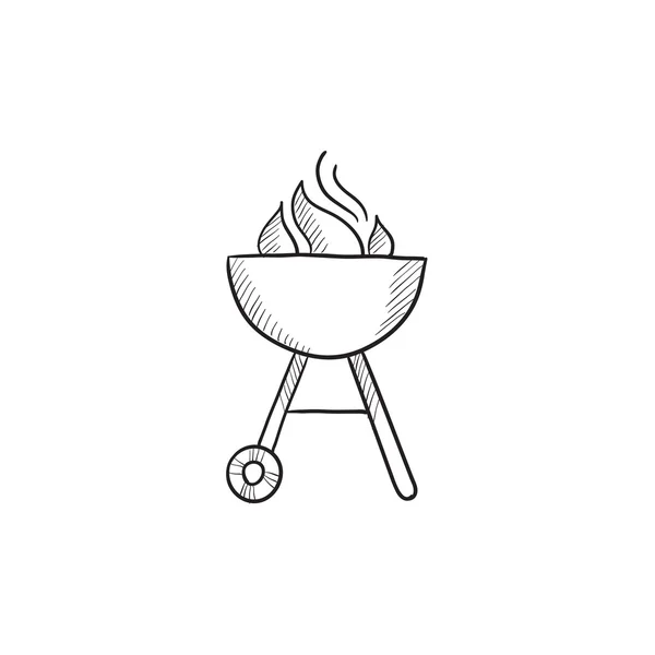 Bouilloire barbecue grill croquis icône . — Image vectorielle