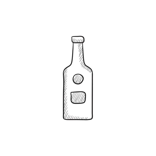 Glazen fles schets pictogram. — Stockvector