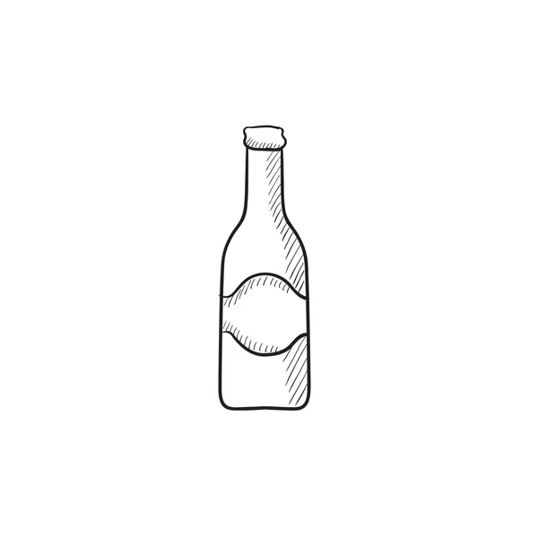玻璃酒瓶素描图标. — 图库矢量图片