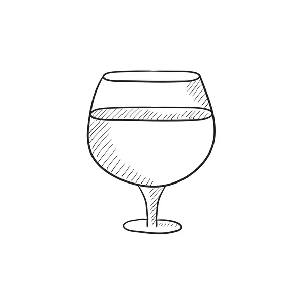 Glas Wein Sketch-Ikone. — Stockvektor