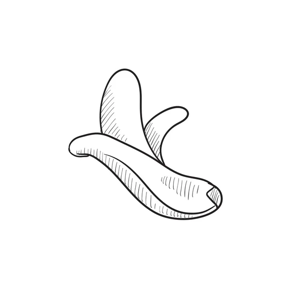 Icono de boceto de plátano pelado . — Archivo Imágenes Vectoriales