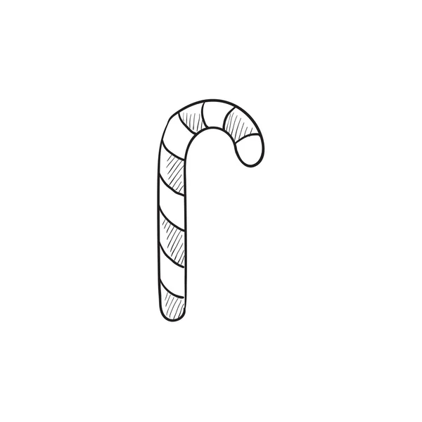 사탕 지팡이 스케치 아이콘. — 스톡 벡터