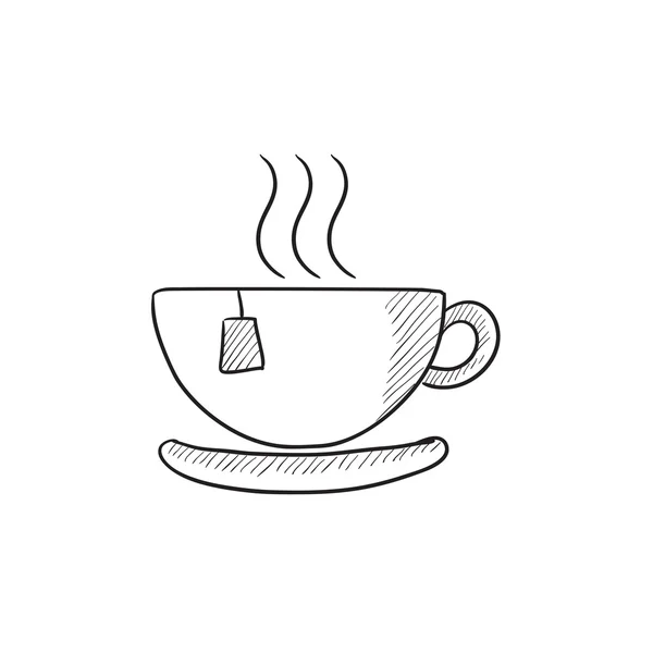Thé chaud dans tasse icône croquis . — Image vectorielle