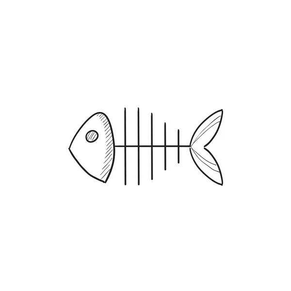 小鱼的骨架素描图标. — 图库矢量图片