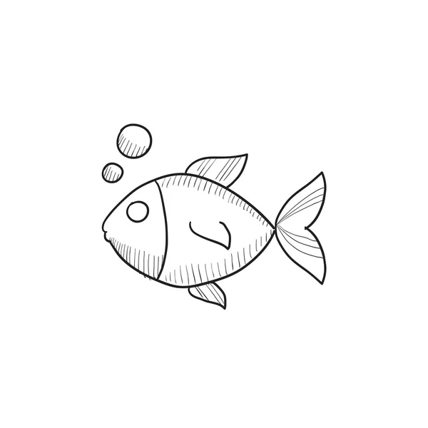 小鱼在水之下素描图标. — 图库矢量图片